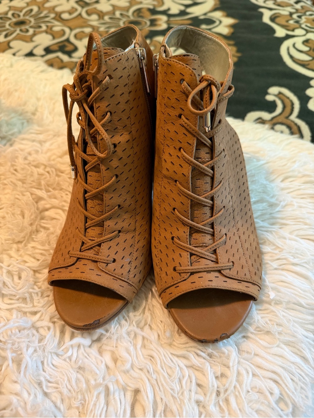 Sam Edelman Lace-Up Peep Toe Ankle Booties